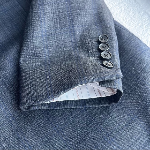 RRL Ralph Lauren Wool Jacket‎ Coat Blazer Gray W/Blue Plaid 42R ?See Description - Picture 6 of 12